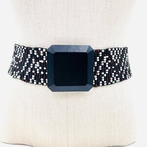 BANANA REPUBLIC Seed Bead Belt Black Brown White Size Medium Large